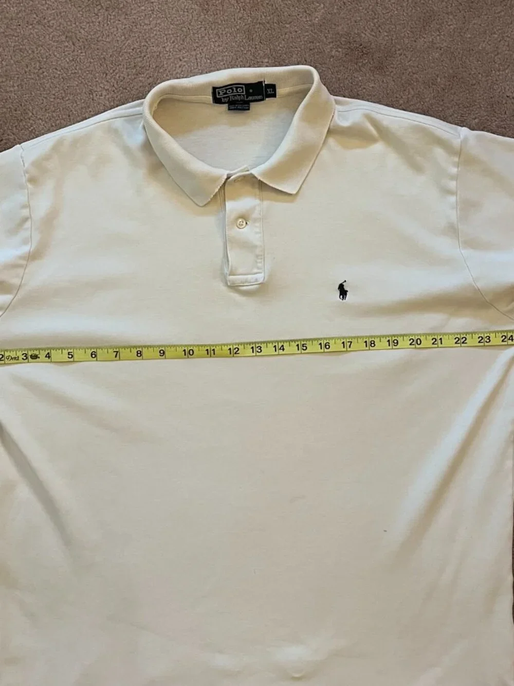 Polo Ralph Lauren Men's 100% Cotton Cream Short Sleeve Polo Shirt Size XL Preppy